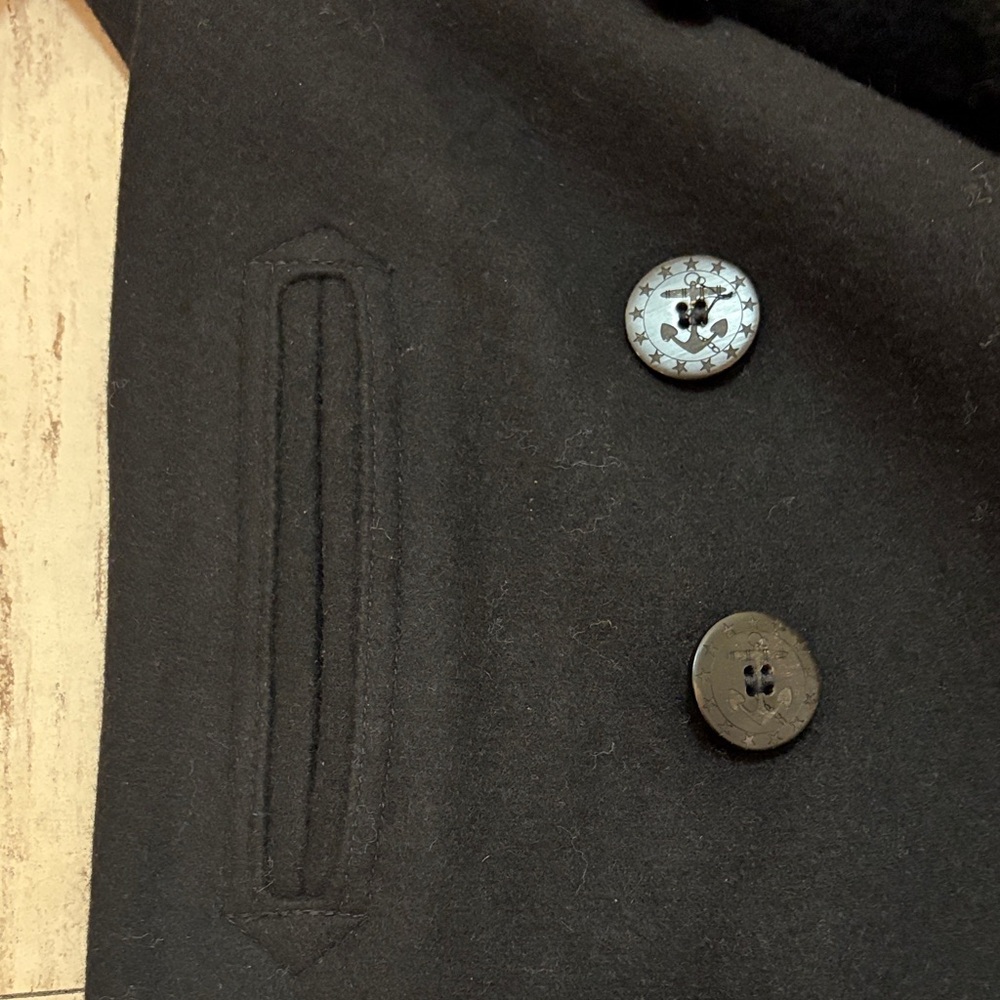 Men's Black Double-Breasted Coat - Picture 8 of 15